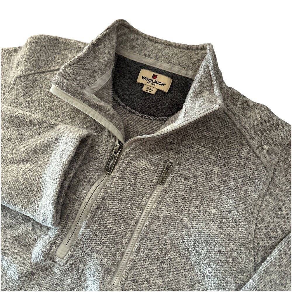 Woolrich Men’s Medium 1/2 Zip Gray‎ Mock Neck Fleece Pullover Sweater